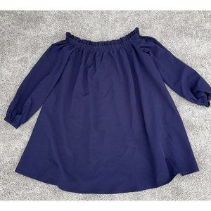 Ixiah Women's Size US /10 AU 14 Navy Blue Off The Shoulder Tent Mini Dress Tunic
